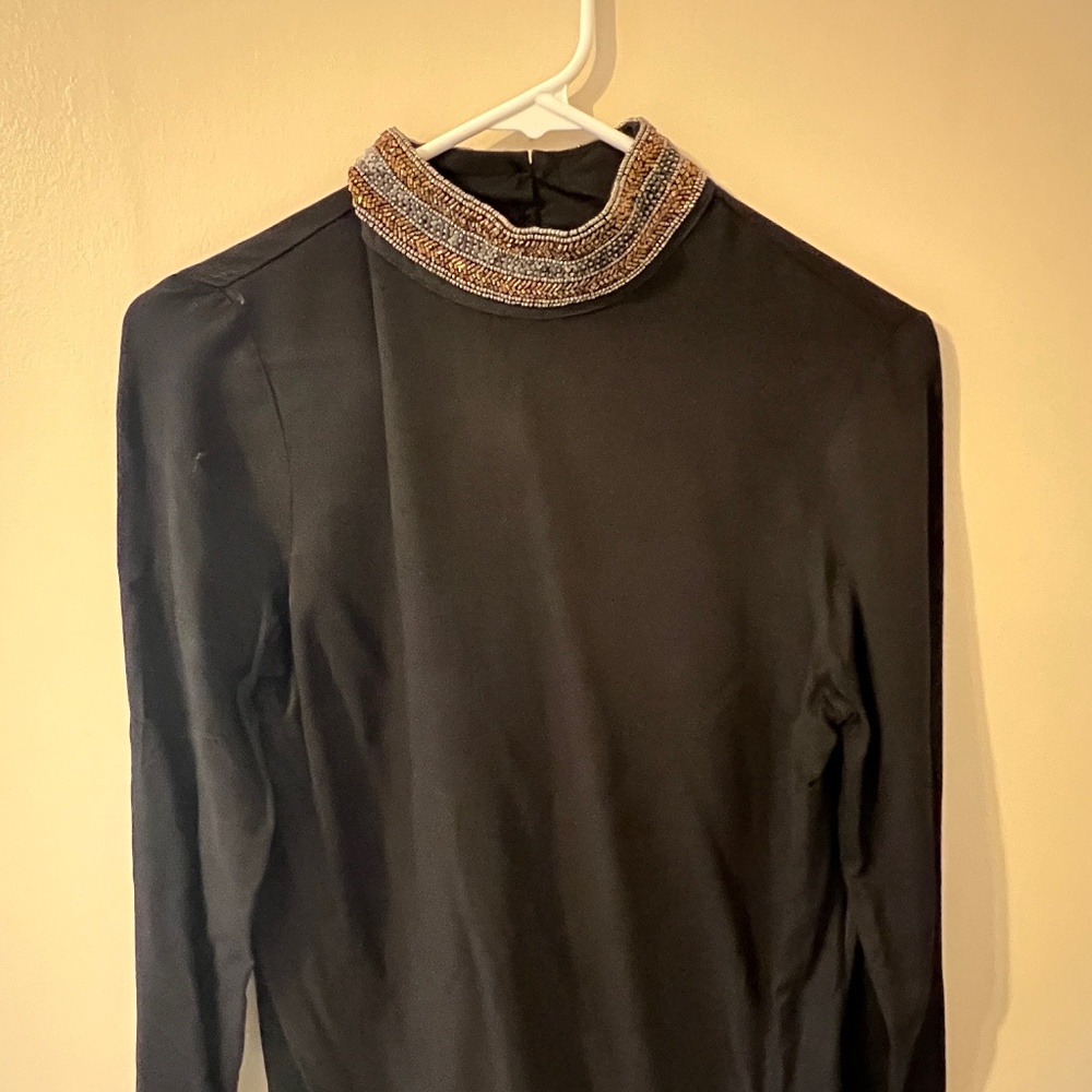Vero Moda long sleeved top with high beaded neckline size 36